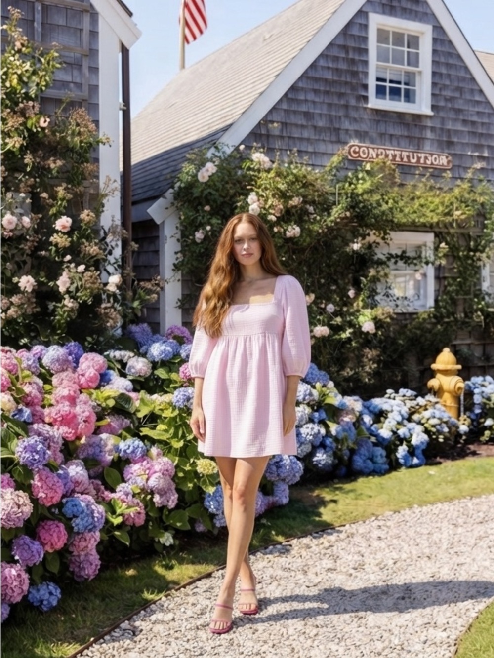 Squareneck soft gauze dress